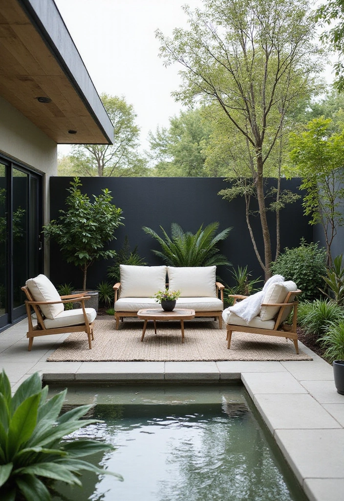 30 Modern Patio Inspirations With Sleek Minimalist Style 17. Simple Water Features