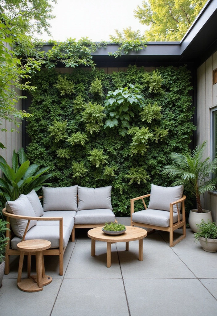 30 Modern Patio Inspirations With Sleek Minimalist Style 18. Vertical Gardens for Greenery