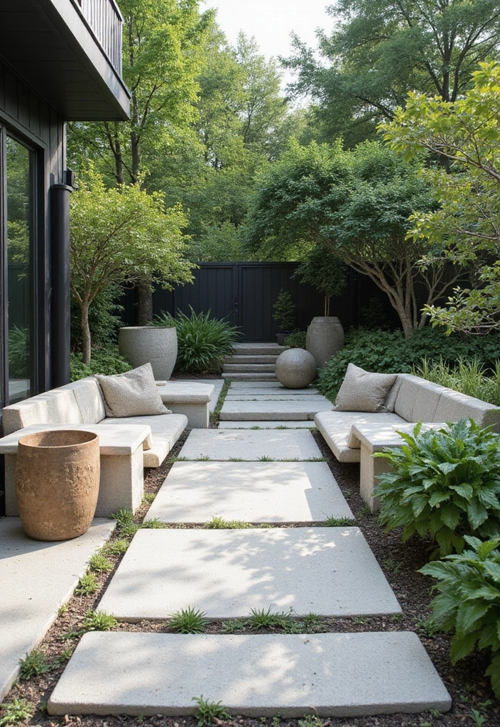 30 Modern Patio Inspirations With Sleek Minimalist Style 21. Simple Stone Seating