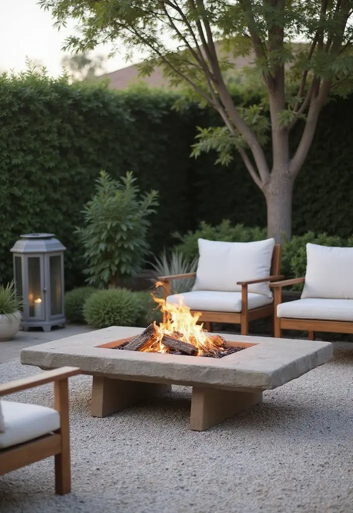 30 Modern Patio Inspirations With Sleek Minimalist Style 5. Slim Fire Pit for Small Gatherings