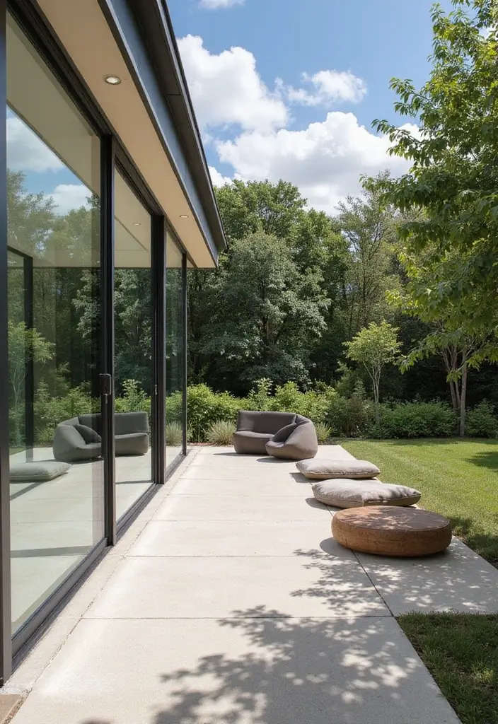 30 Modern Patio Inspirations With Sleek Minimalist Style 7. Glass Walls for Seamless Transition