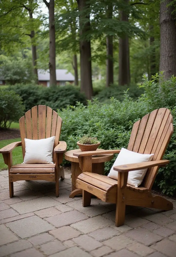 30 Outdoor Patio Furniture Sets That Look Stylish and Cozy 20. Rustic Adirondack Chairs