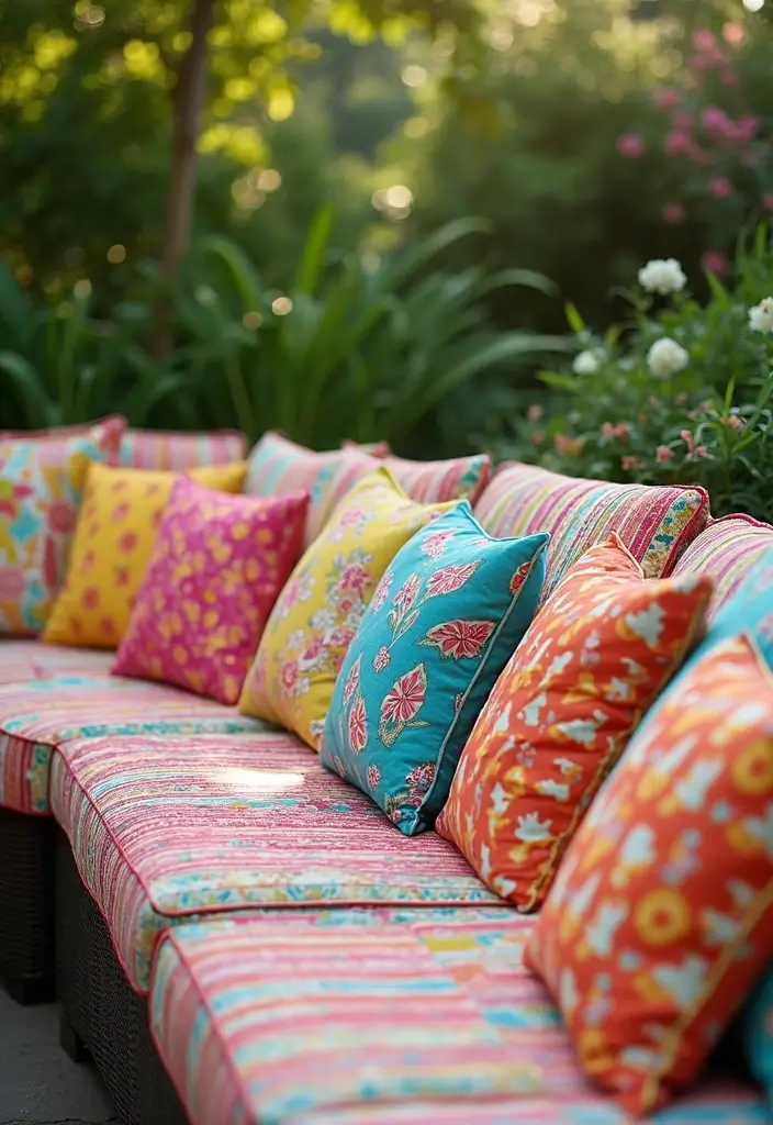 30 Outdoor Patio Furniture Sets That Look Stylish and Cozy 23. Colorful Outdoor Cushions