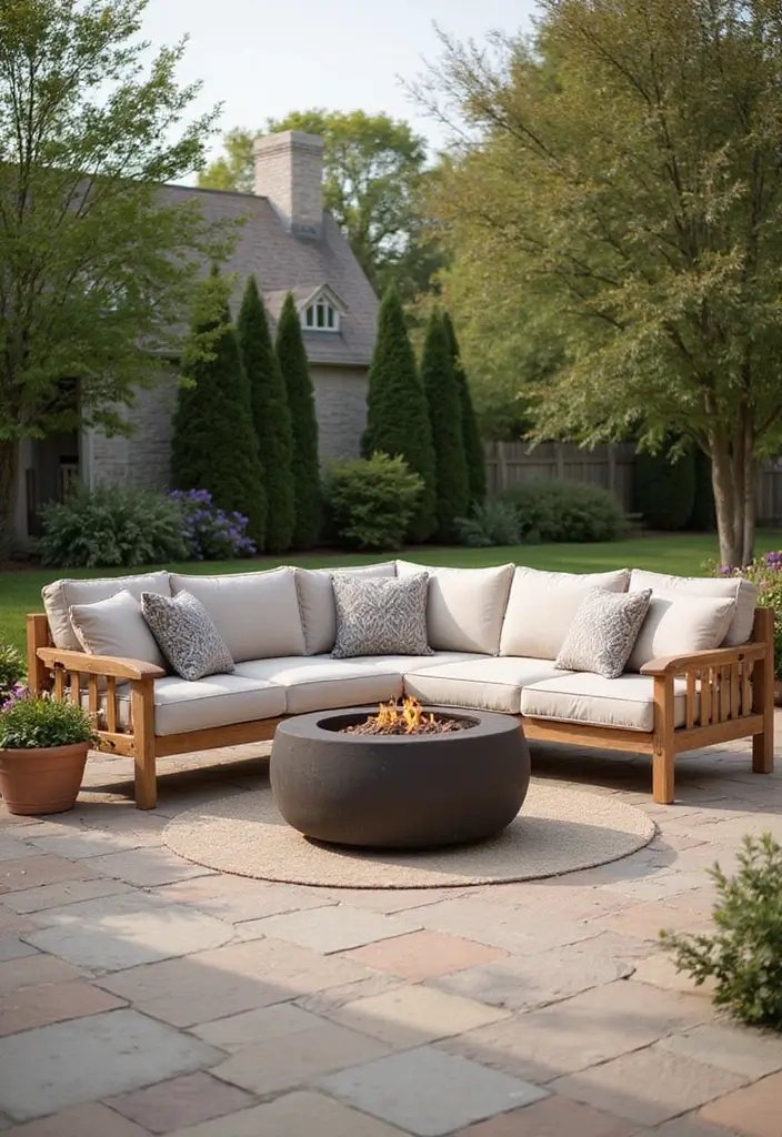 30 Outdoor Patio Furniture Sets That Look Stylish and Cozy 4. Teak Wood Lounge Set