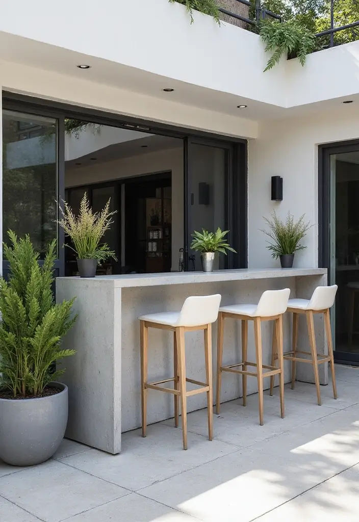 30 Patio Bar Ideas Perfect for Weekend Entertaining 11 30 Patio Bar Ideas Perfect for Weekend Entertaining 11. Minimalistic Concrete Bar