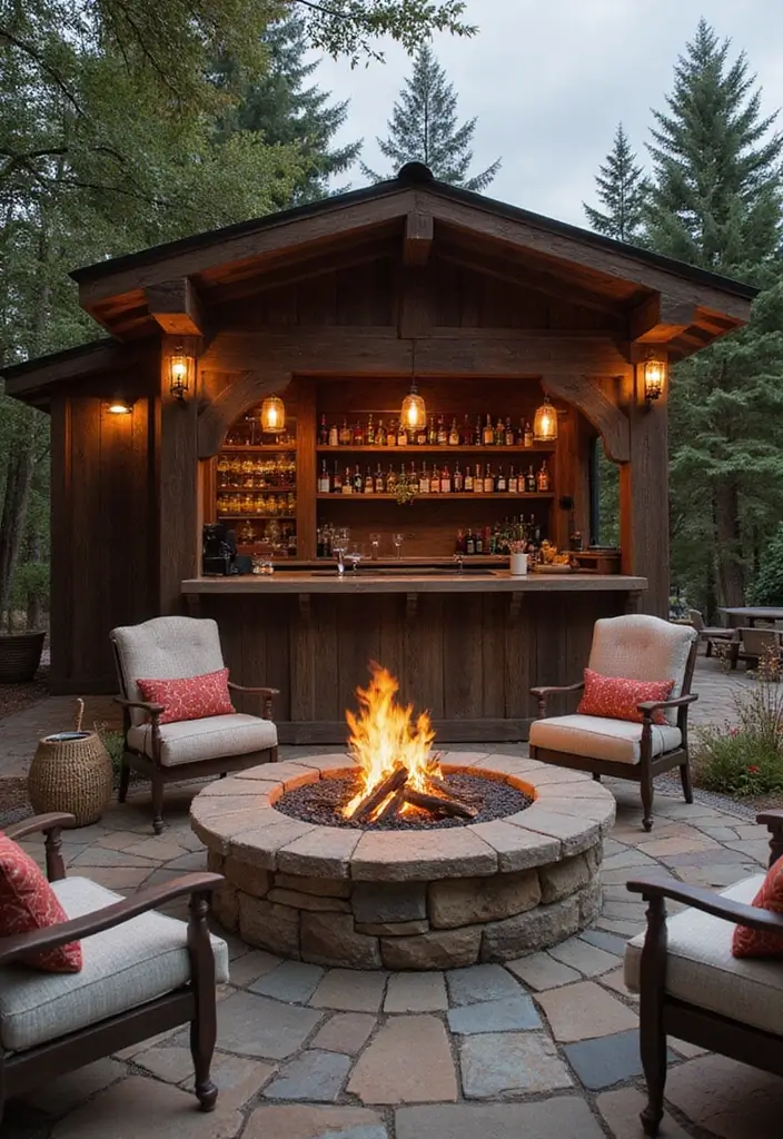 30 Patio Bar Ideas Perfect for Weekend Entertaining 15 30 Patio Bar Ideas Perfect for Weekend Entertaining 15. Rustic Bar with Built In Fire Pit
