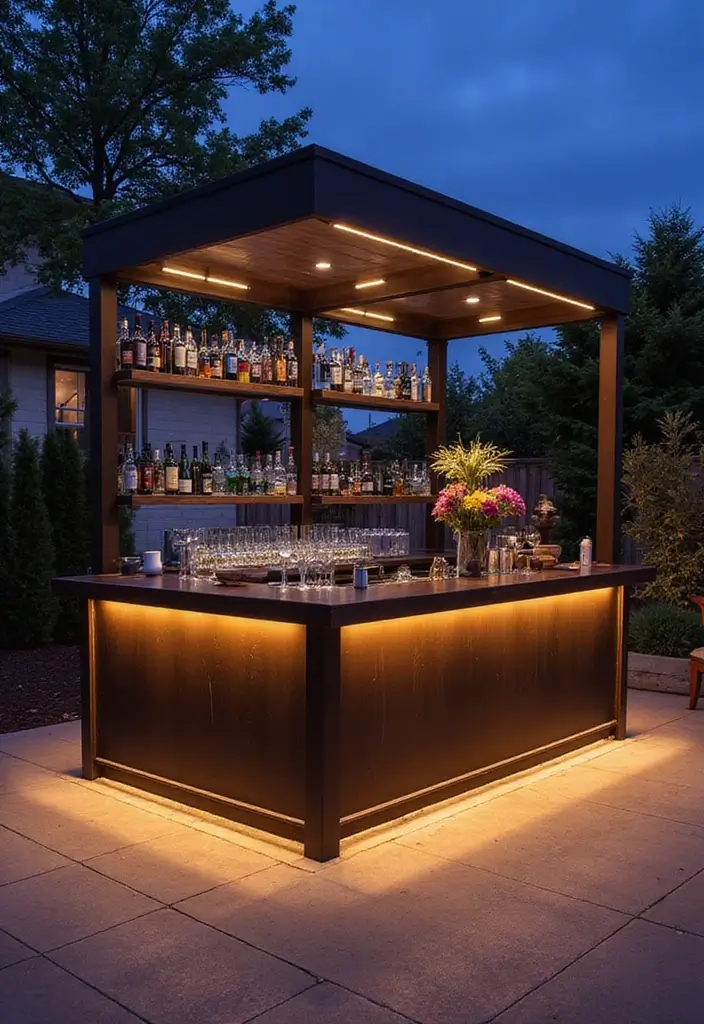 30 Patio Bar Ideas Perfect for Weekend Entertaining 16 30 Patio Bar Ideas Perfect for Weekend Entertaining 16. Modern Bar with Integrated Lighting