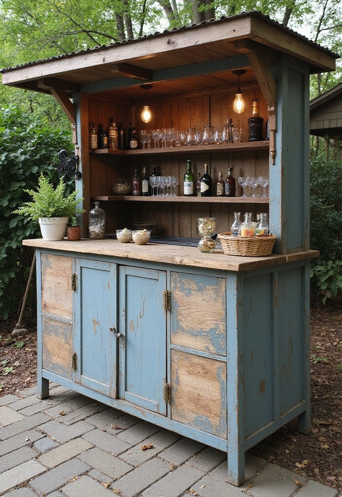 30 Patio Bar Ideas Perfect for Weekend Entertaining 17 30 Patio Bar Ideas Perfect for Weekend Entertaining 17. Outdoor Rustic Bar with Vintage Finds