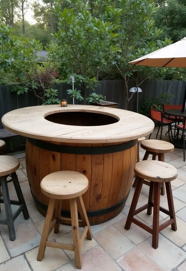 30 Patio Bar Ideas Perfect for Weekend Entertaining 23 30 Patio Bar Ideas Perfect for Weekend Entertaining 23. Upcycled Barrel Bar