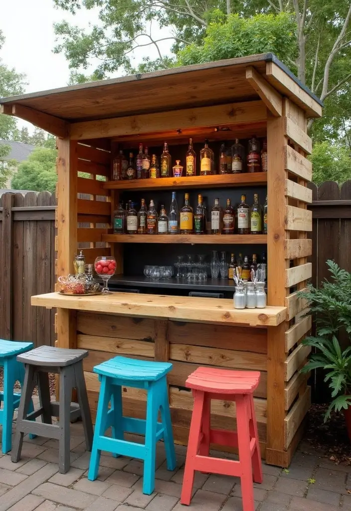 30 Patio Bar Ideas Perfect for Weekend Entertaining 4 30 Patio Bar Ideas Perfect for Weekend Entertaining 4. Pallet Bar with Built In Shelves