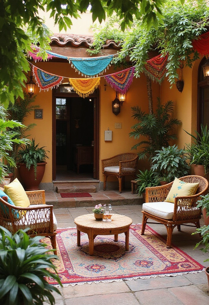 30 Patio Door Window Treatments That Look Fresh 16. Colorful Woven Textiles