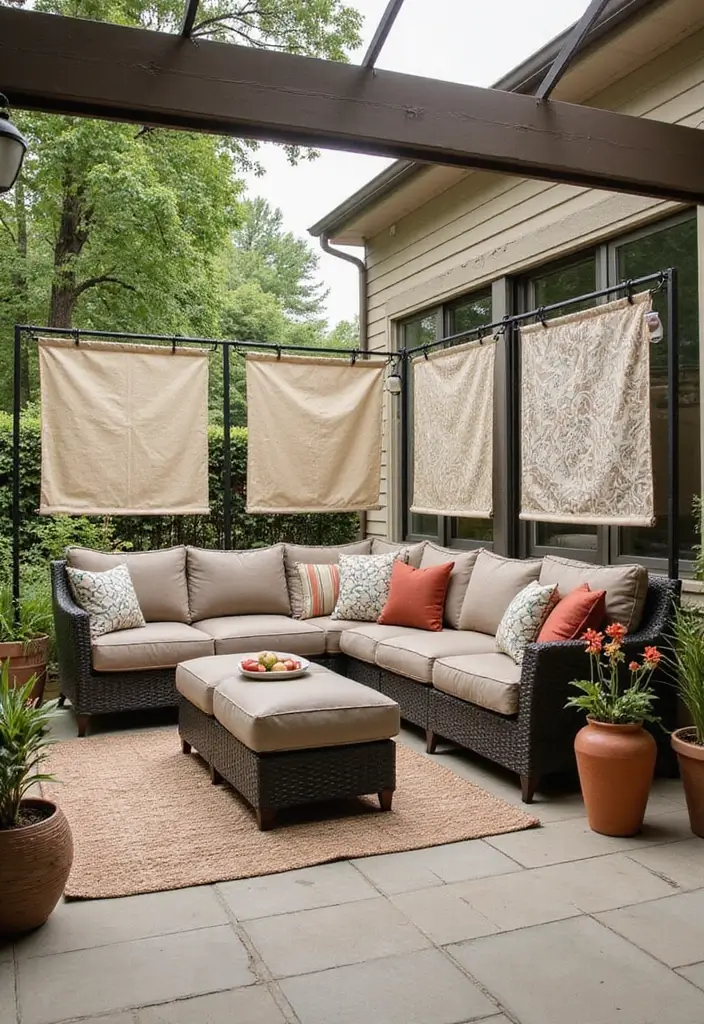 30 Patio Door Window Treatments That Look Fresh 20. Customizable Fabric Panels
