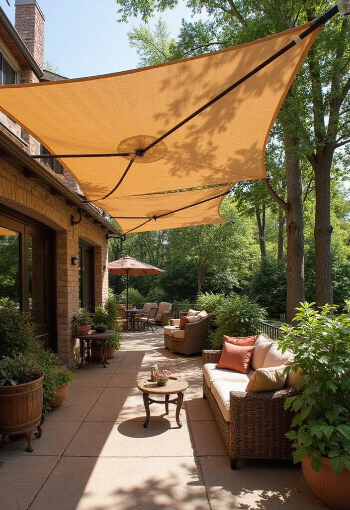 30 Patio Door Window Treatments That Look Fresh 22. Rustic Canvas Awnings