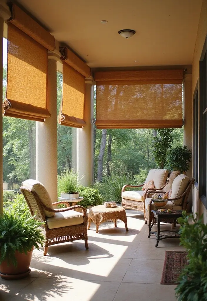 30 Patio Door Window Treatments That Look Fresh 5. Natural Fiber Roman Shades