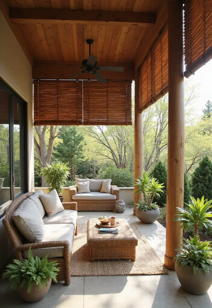 30 Patio Door Window Treatments That Look Fresh 7. Sustainable Wooden Blinds