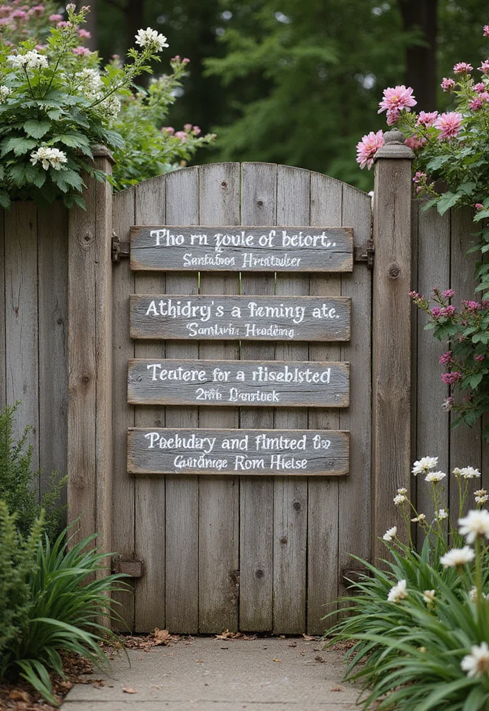 12 Backyard Fence Decor Ideas for Charming Personalized Style 45 12 Backyard Fence Decor Ideas for Charming Personalized Style 5. Rustic Wooden Signage
