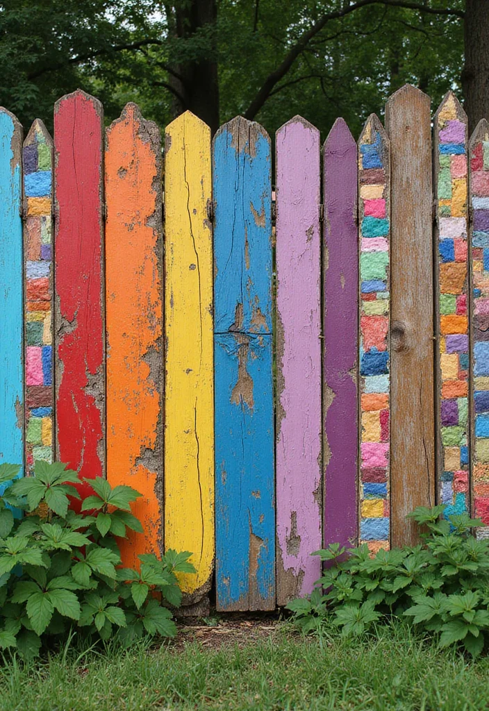 12 Backyard Fence Decor Ideas for Charming Personalized Style 78 12 Backyard Fence Decor Ideas for Charming Personalized Style 8. Colorful Patchwork Panels