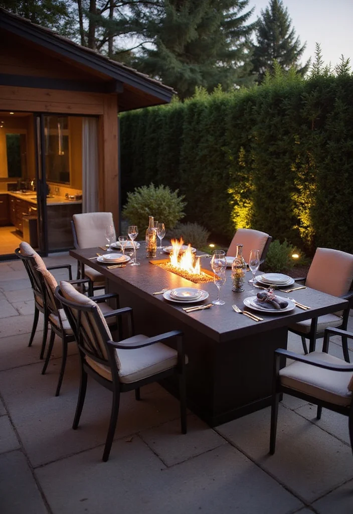 12 Backyard Gas Fire Pit Ideas for Easy Warm Modern Gathering 34 12 Backyard Gas Fire Pit Ideas for Easy Warm Modern Gathering 4. Built in Gas Fire Pit Table