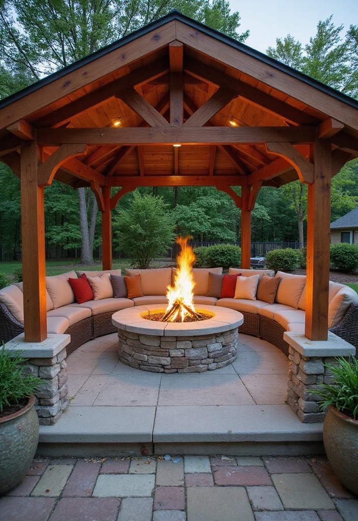 12 Backyard Gazebo Decorating Ideas for Relaxed Social Comfort 78 12 Backyard Gazebo Decorating Ideas for Relaxed Social Comfort 8. Fire Pit Integration