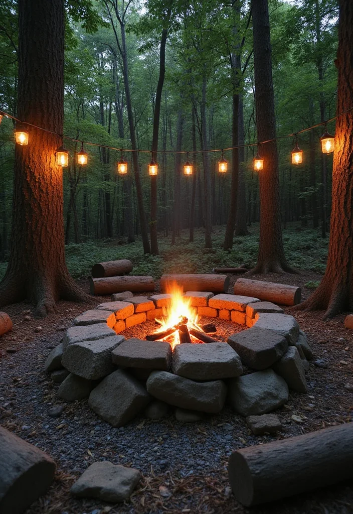 12 Cozy Backyard Sunken Fire Pit Ideas for Inviting Evenings 34 12 Cozy Backyard Sunken Fire Pit Ideas for Inviting Evenings 4. Forest Hideaway