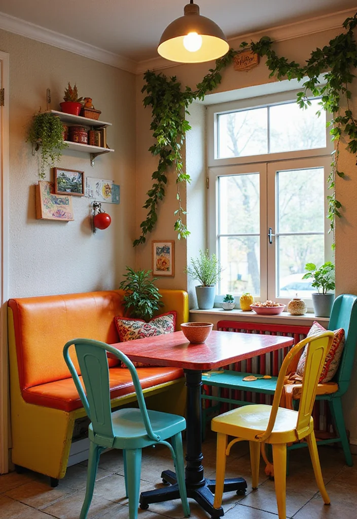 12 Kitchen Nook Ideas for Cozy Dining and Compact Comfort 34 12 Kitchen Nook Ideas for Cozy Dining and Compact Comfort 4. Colorful Bistro Style