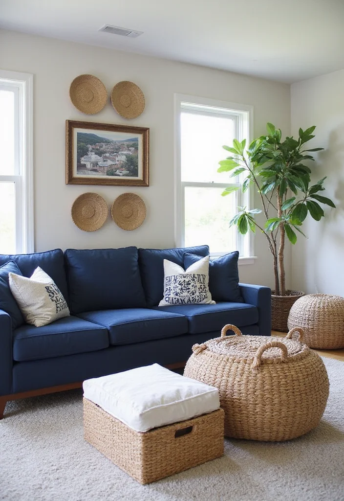 12 Navy Blue Sofa Living Room Ideas for Deep Sophisticated Style 111 12 Navy Blue Sofa Living Room Ideas for Deep Sophisticated Style 11. Functional and Stylish Storage