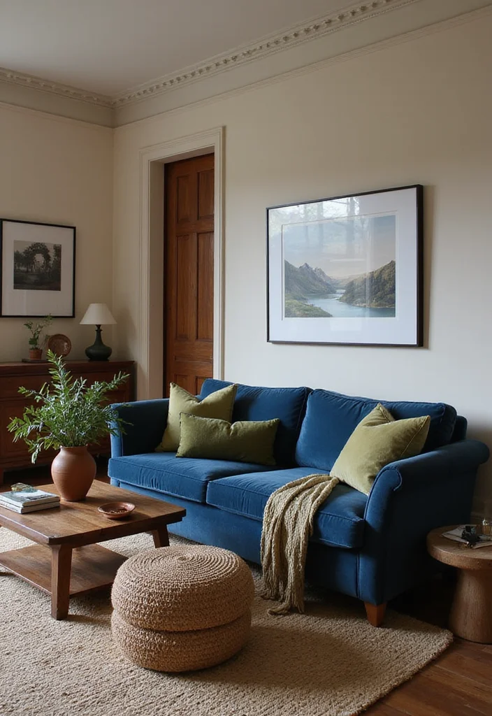 12 Navy Blue Sofa Living Room Ideas for Deep Sophisticated Style 12 12 Navy Blue Sofa Living Room Ideas for Deep Sophisticated Style 2. Deep Blue Meets Earthy Tones
