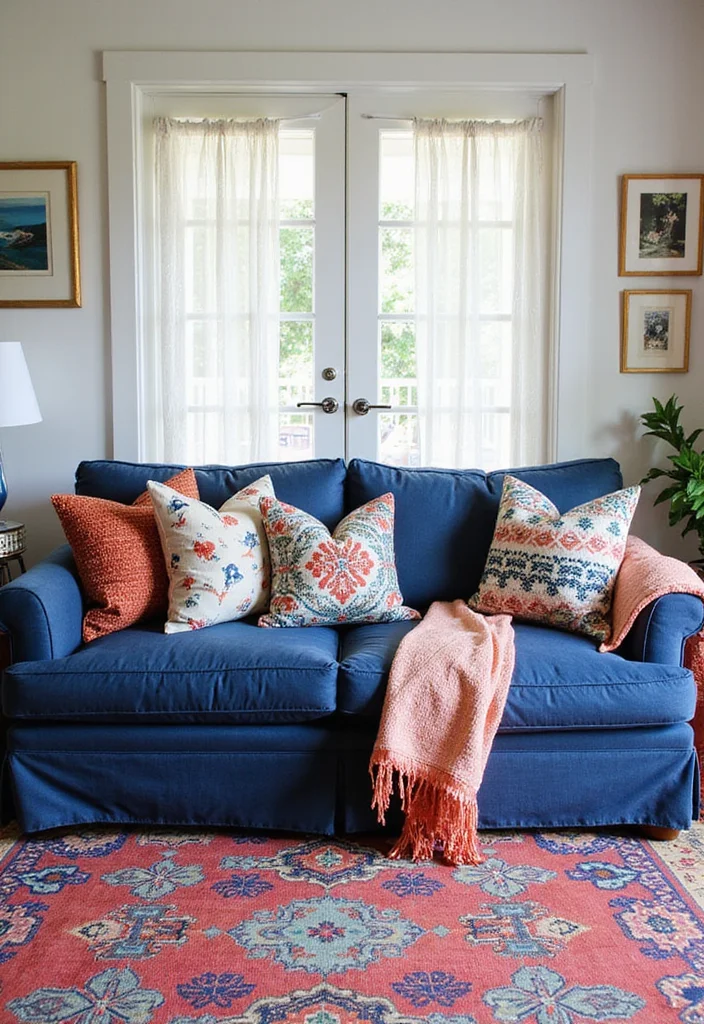 12 Navy Blue Sofa Living Room Ideas for Deep Sophisticated Style 34 12 Navy Blue Sofa Living Room Ideas for Deep Sophisticated Style 4. Playful Patterns and Textures