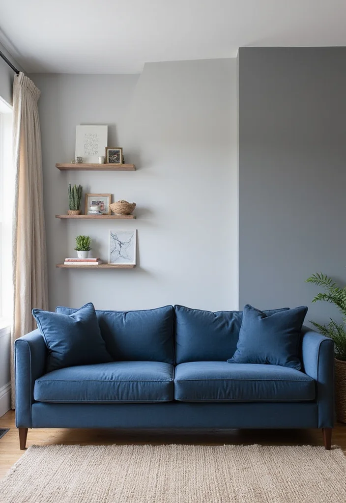 12 Navy Blue Sofa Living Room Ideas for Deep Sophisticated Style 56 12 Navy Blue Sofa Living Room Ideas for Deep Sophisticated Style 6. Accent Walls with Navy Inspiration