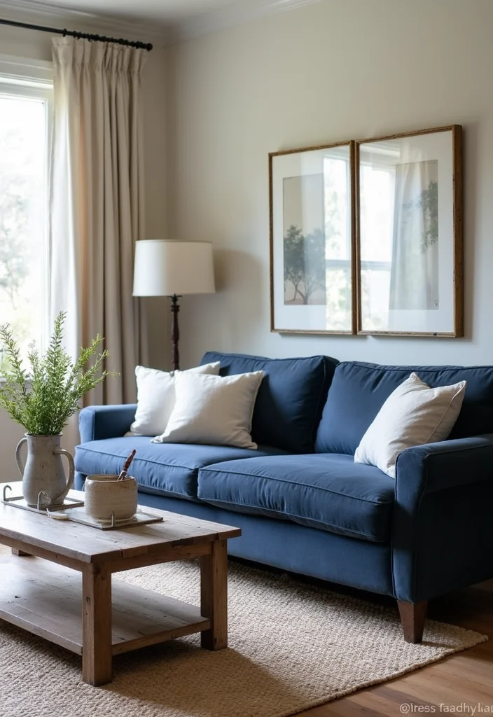 12 Navy Blue Sofa Living Room Ideas for Deep Sophisticated Style 89 12 Navy Blue Sofa Living Room Ideas for Deep Sophisticated Style 9. Vintage Coastal Charm