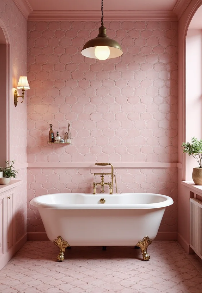 12 Pink Bathroom Ideas for Soft Playful Charming Spaces 1. Vintage Inspired Pink Tiles