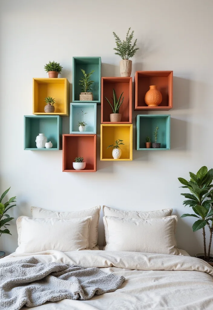 12 Shelf Ideas for Bedroom for Clean Organized Decor 4. Wall Mounted Cube Shelves