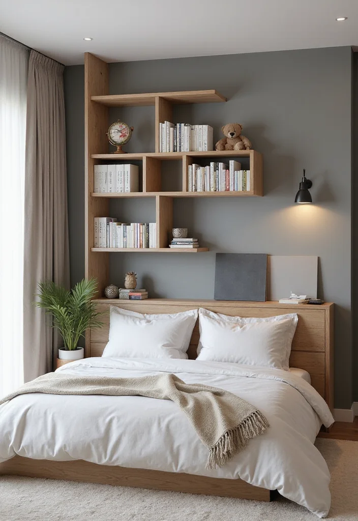 12 Shelf Ideas for Bedroom for Clean Organized Decor 6. Multi Functional Shelves