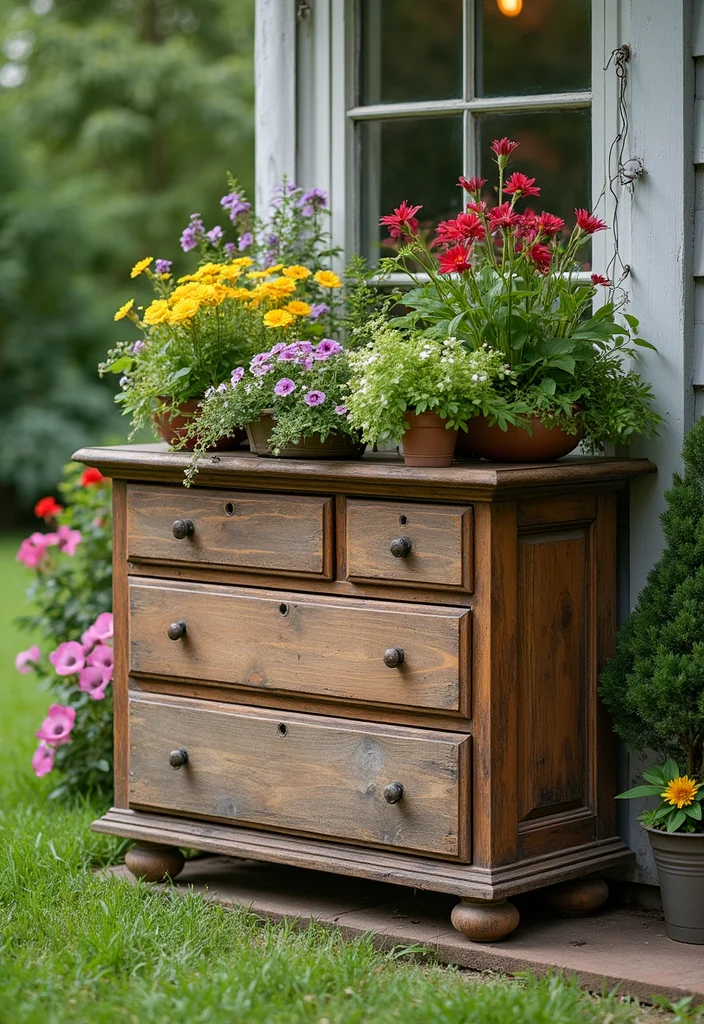 12 Small Backyard Corner Ideas for Smart Functional Layouts 100 12 Small Backyard Corner Ideas for Smart Functional Layouts 10. Repurposed Furniture Planters