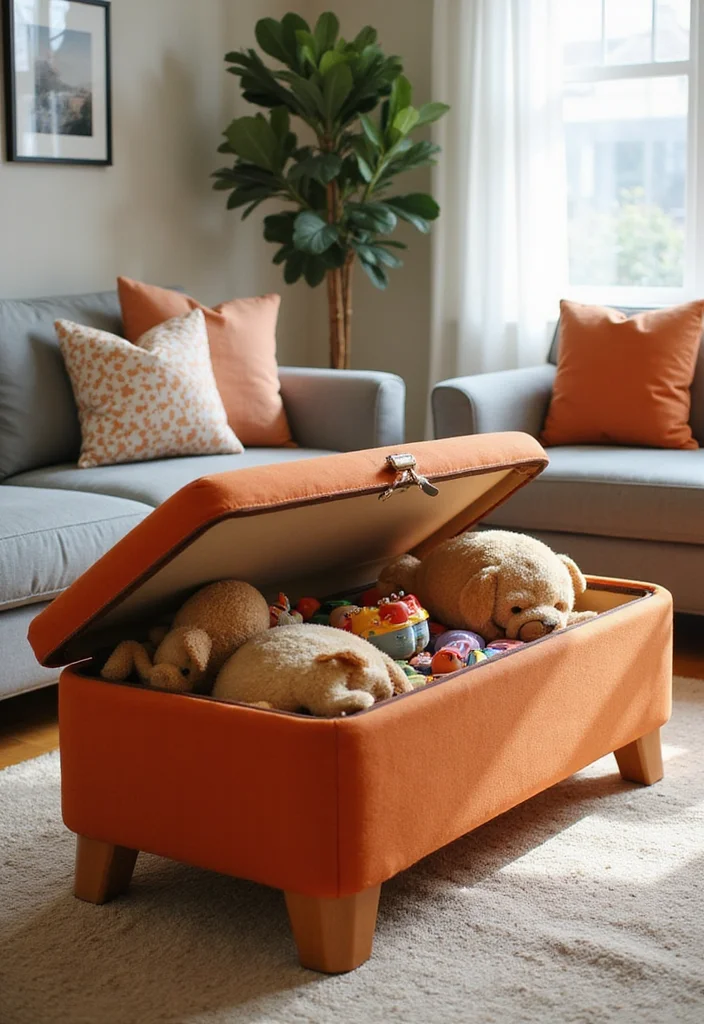 12 Toy Storage Ideas for Living Rooms With Hidden Practical Space 1. Ottoman Wonders