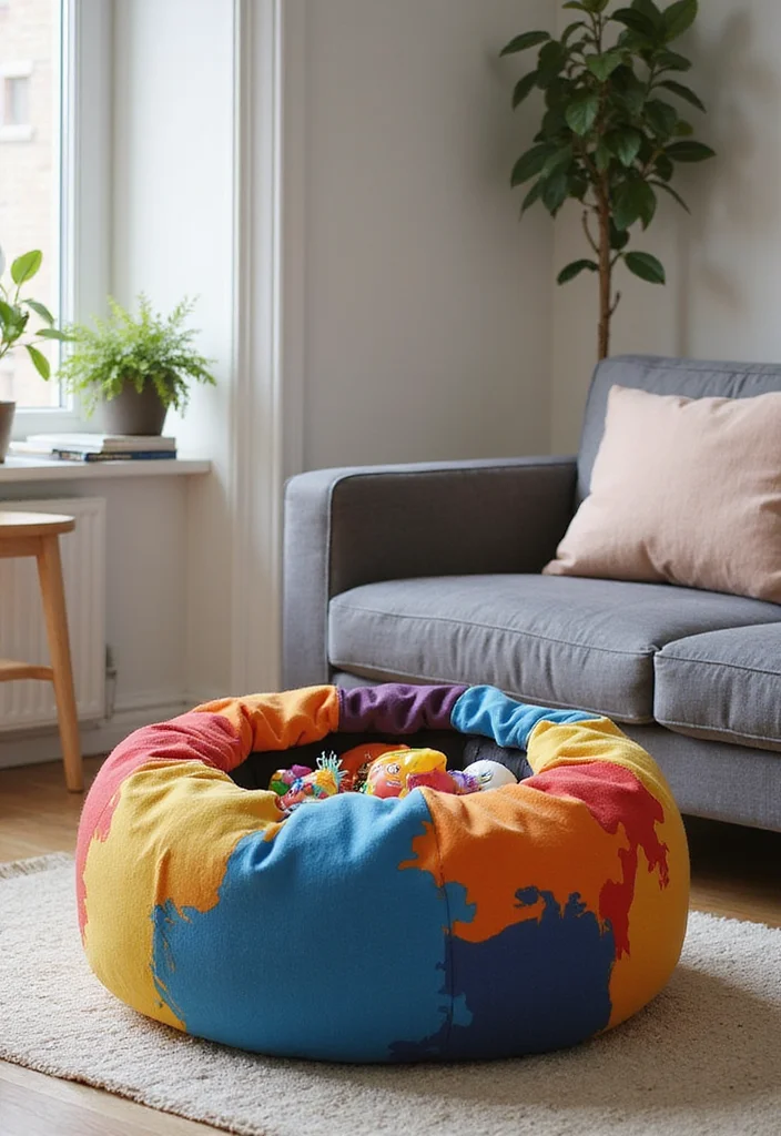 12 Toy Storage Ideas for Living Rooms With Hidden Practical Space 11. Poufs with Purpose