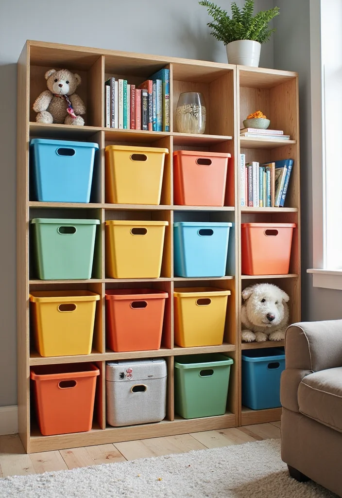 12 Toy Storage Ideas for Living Rooms With Hidden Practical Space 2. Bookshelves with Flair