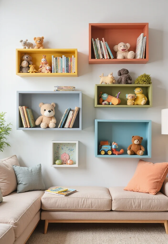 12 Toy Storage Ideas for Living Rooms With Hidden Practical Space 8. Wall Mounted Storage