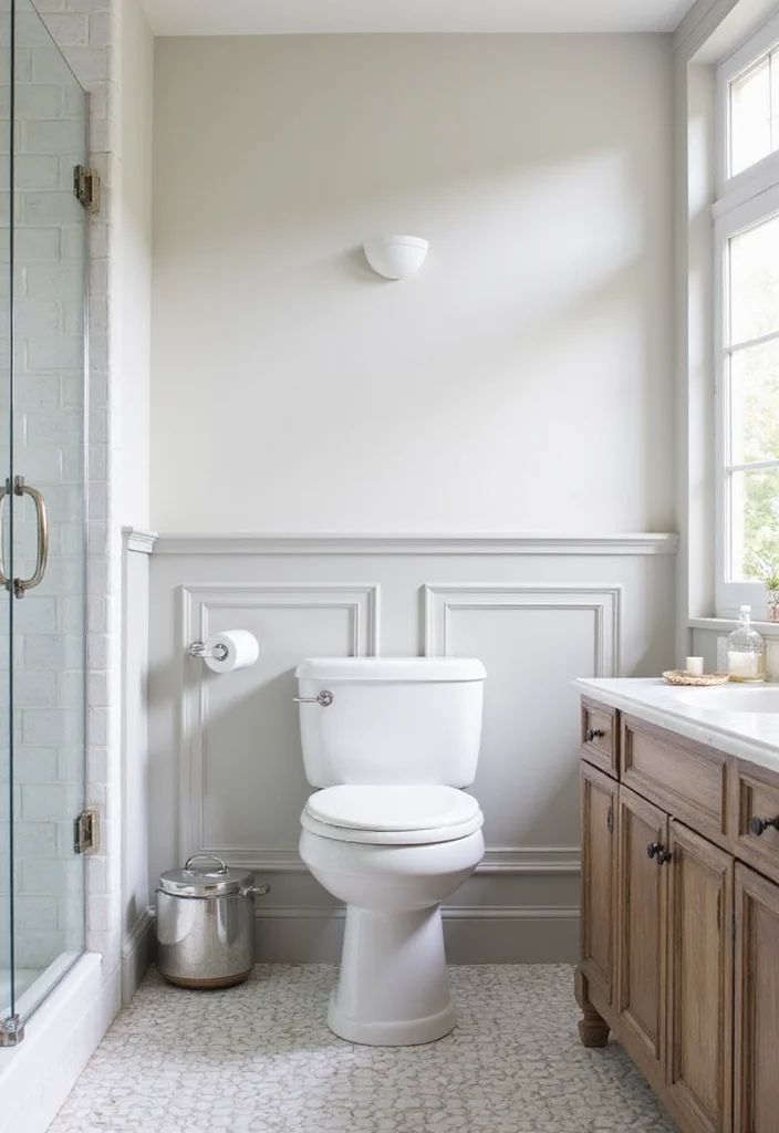 12 Wainscoting Ideas Bathroom for Classic Texture and Depth 5. Classic Tile Wainscoting
