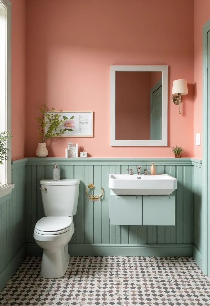 12 Wainscoting Ideas Bathroom for Classic Texture and Depth 8. Geometric Patterns