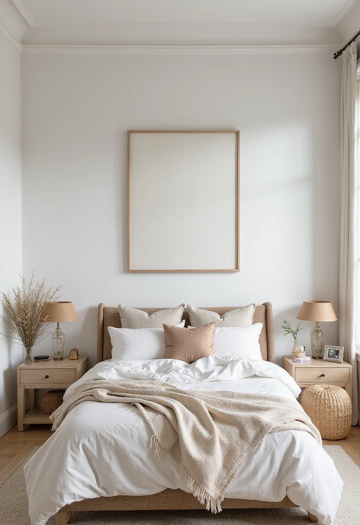12 White Bedroom Ideas for Bright Clean Timeless Comfort 2. Soft White with Earthy Tones