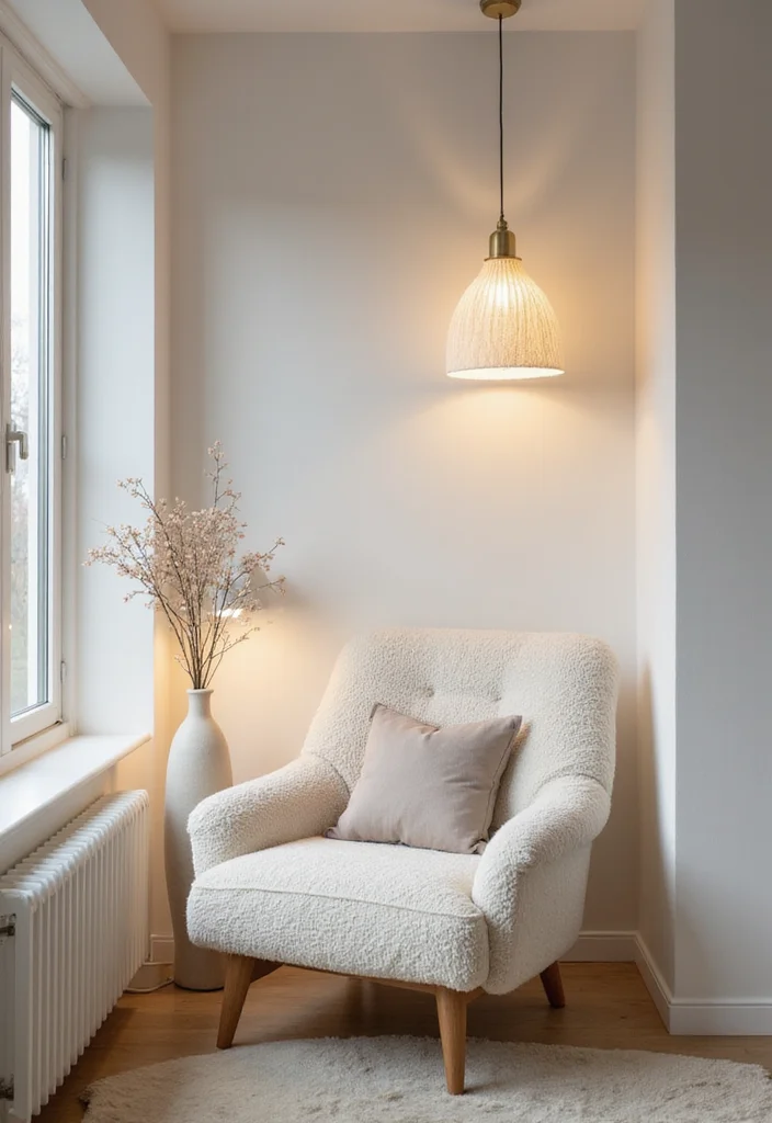 12 White Bedroom Ideas for Bright Clean Timeless Comfort 6. Cozy Nooks with Soft Lighting