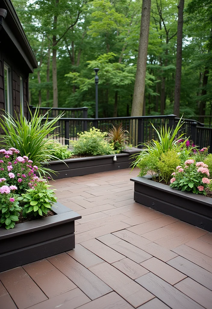 14 Backyard Composite Deck Ideas for Clean Durable Low Upkeep 3. Built In Planters for Green Thumb Enthusiasts