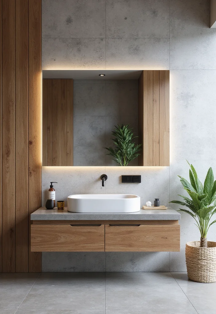 14 Bathroom Backsplash Ideas for Stylish Easy to Clean Updates 4. Concrete Backsplash