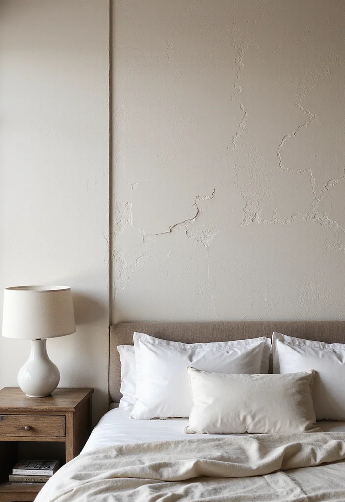 14 Bedroom Accent Wall Ideas for Stylish Texture and Color 6. Textured Plaster Finish