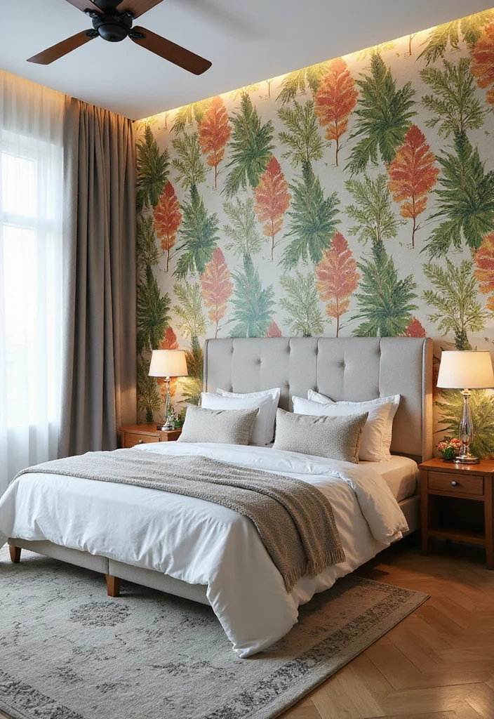 14 Bedroom Accent Wall Ideas for Stylish Texture and Color 9. Eco Friendly Wallpaper