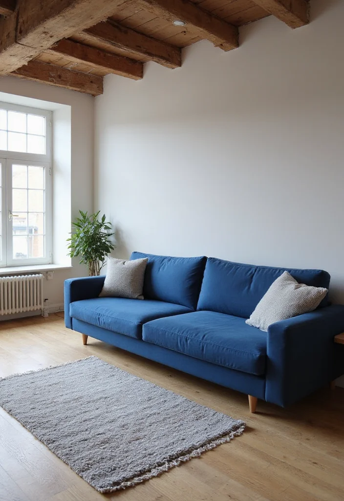 14 Blue Couch Living Room Ideas for Calm Fresh Modern Looks 12. Architectural Details