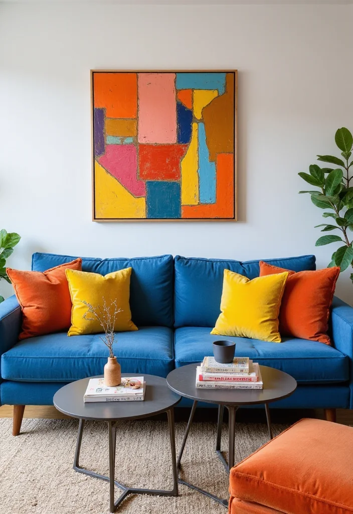 14 Blue Couch Living Room Ideas for Calm Fresh Modern Looks 6. The Power of Accessories