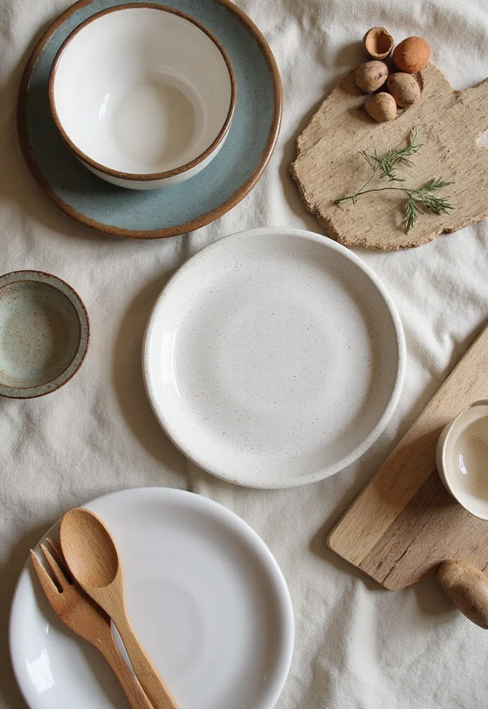 14 Coastal Kitchen Ideas for Breezy Light Relaxed Style 133 14 Coastal Kitchen Ideas for Breezy Light Relaxed Style 13. Earthy Tableware and Utensils