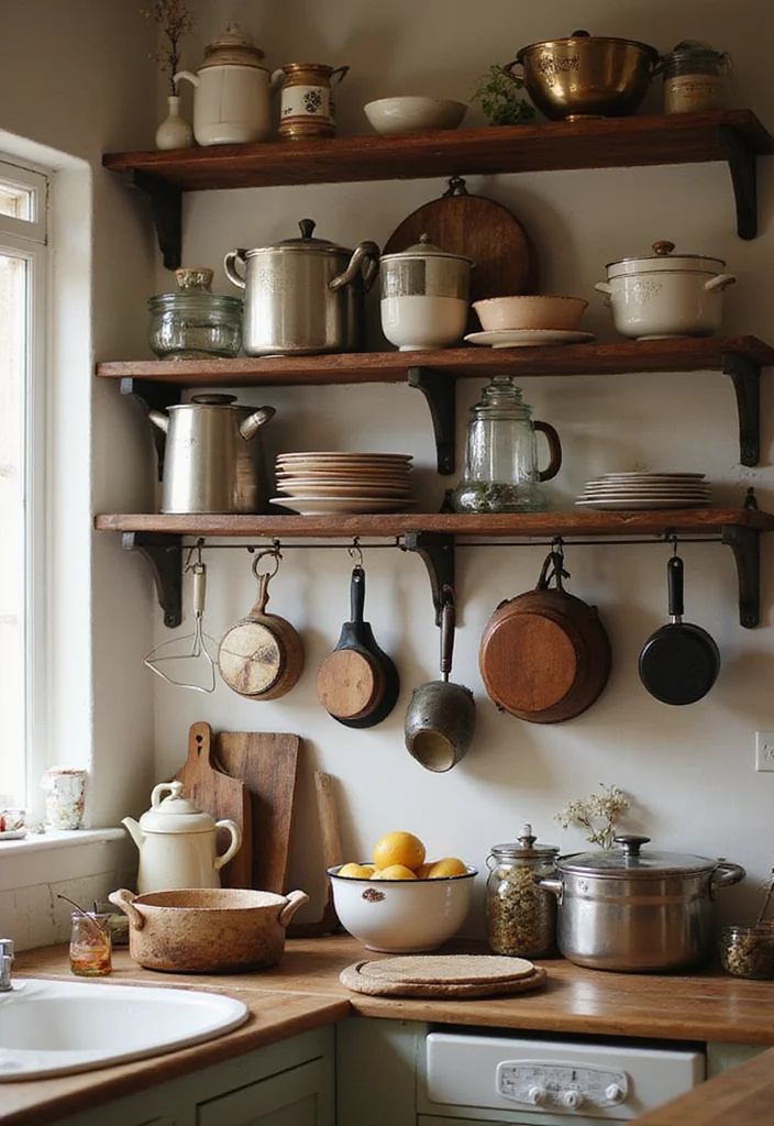 14 Cottage Kitchen Ideas for Soft Cozy Character Filled Spaces 122 14 Cottage Kitchen Ideas for Soft Cozy Character Filled Spaces 12. Charming Cookware Display